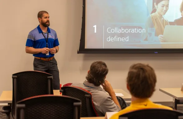 Tyler leading a leadership workshop
